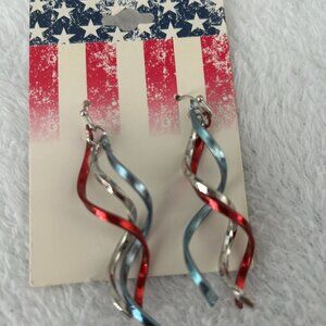 Twisted Red White Blue Dangle Earrings - Womens Fashion Jewelry US accessories
